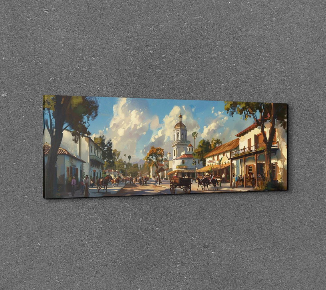 Panoramic Old Southwestern Mexican Town Art Print - Image 3