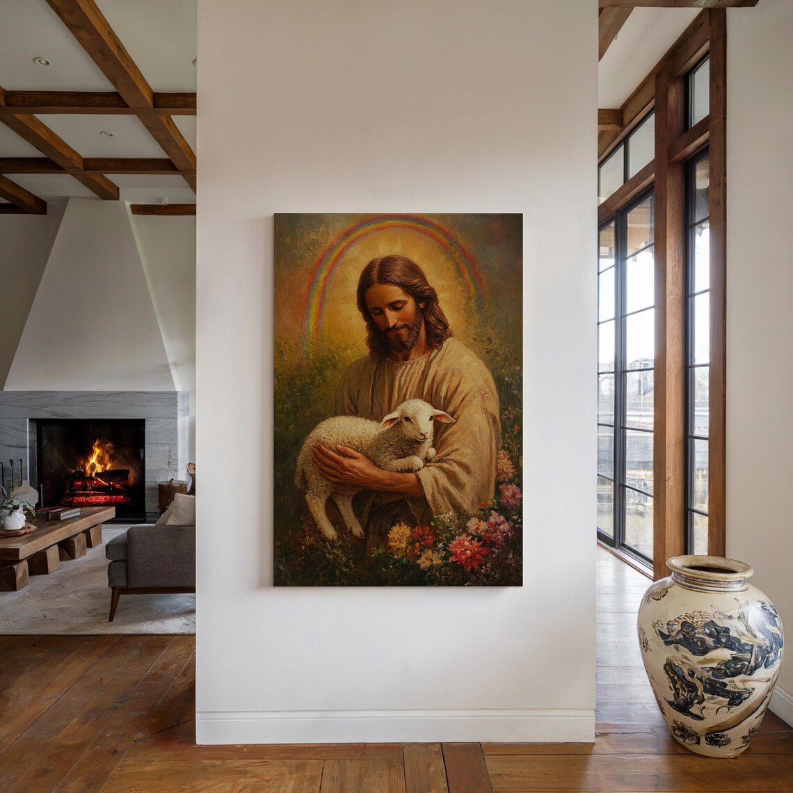 Jesus Holding Lamb, Christian Religious Wall Art - Image 4