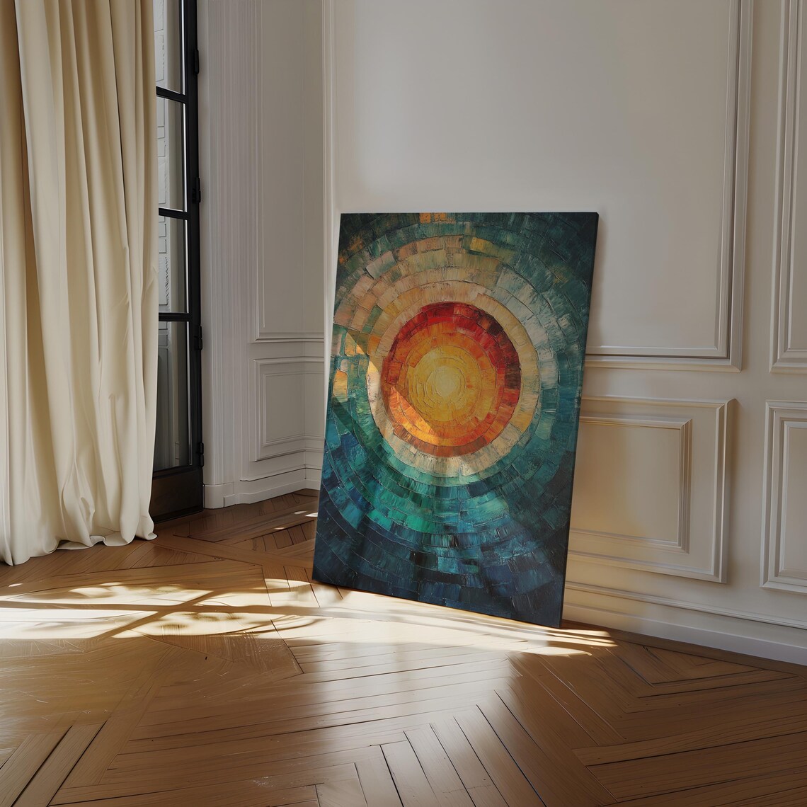 Abstract Sunburst Mosaic, Vibrant Modern Art Print - Image 4