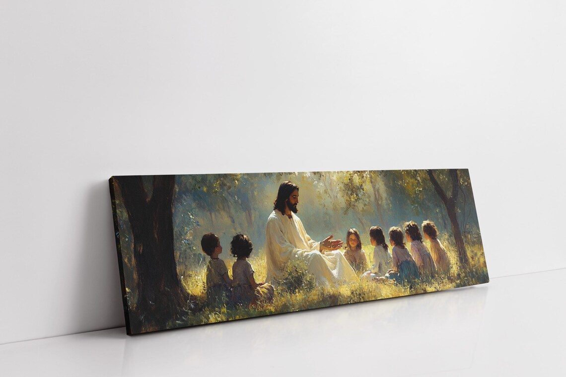Jesus Teaching Children Vintage Christian Wall Art - Image 4