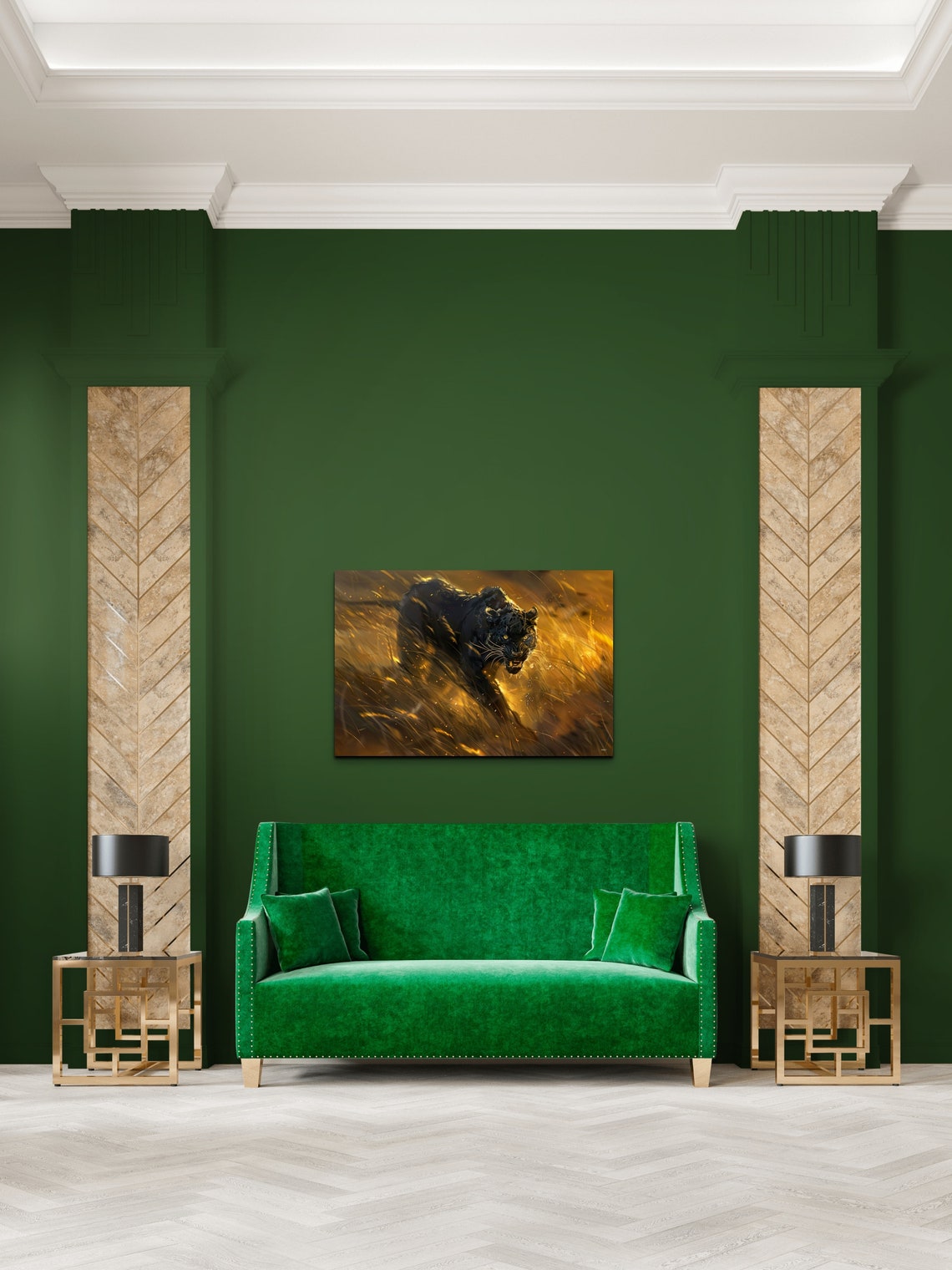 Black Panther Stalking Golden Grass Dramatic Wildlife Poster - Image 6