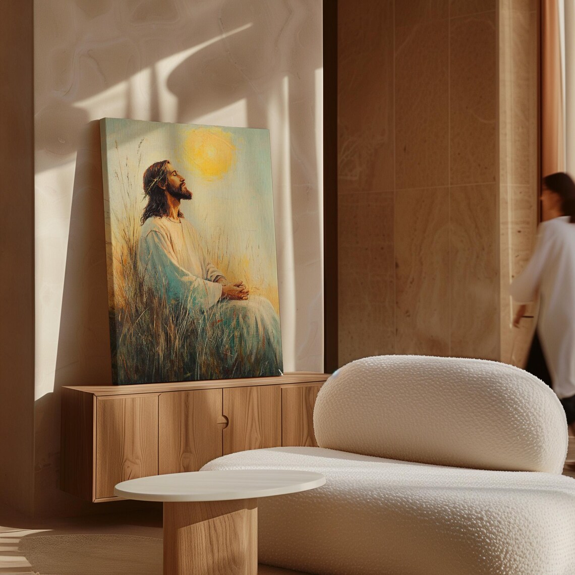 Jesus Praying in Tall Grass Gazing Up at the Morning Sun Poster - Image 7