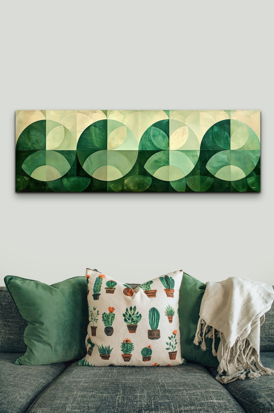 Panoramic Mid-Century Modern Boho Geometric Art Print