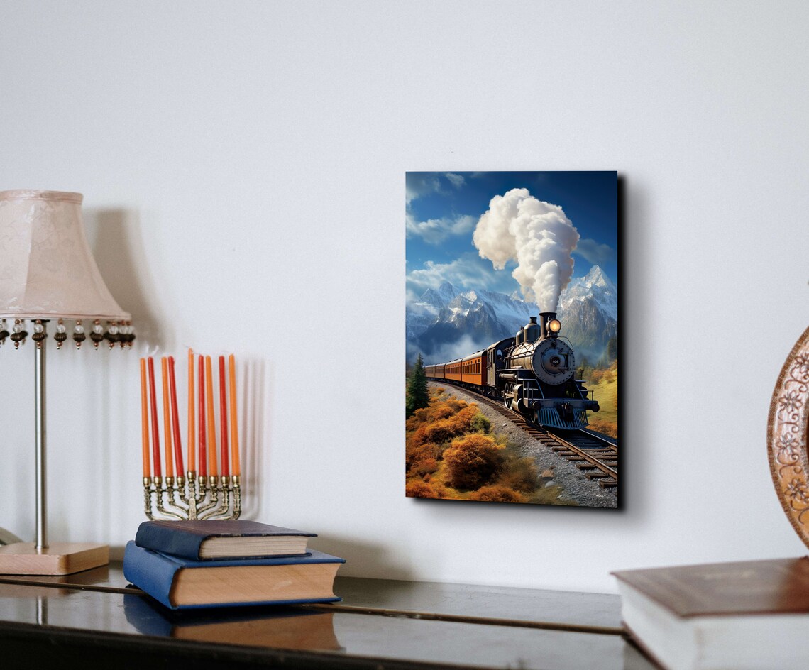 Express Train Art Print, Mountains Landscape - Image 3