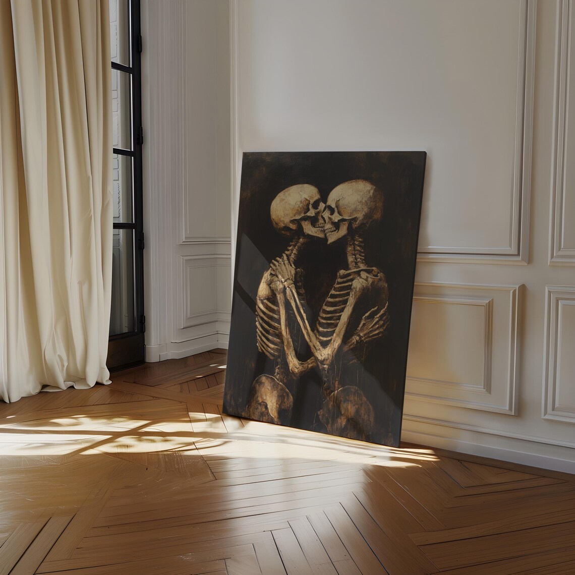 Eternal Embrace Skeleton Wall Art Print, Gothic - Image 3