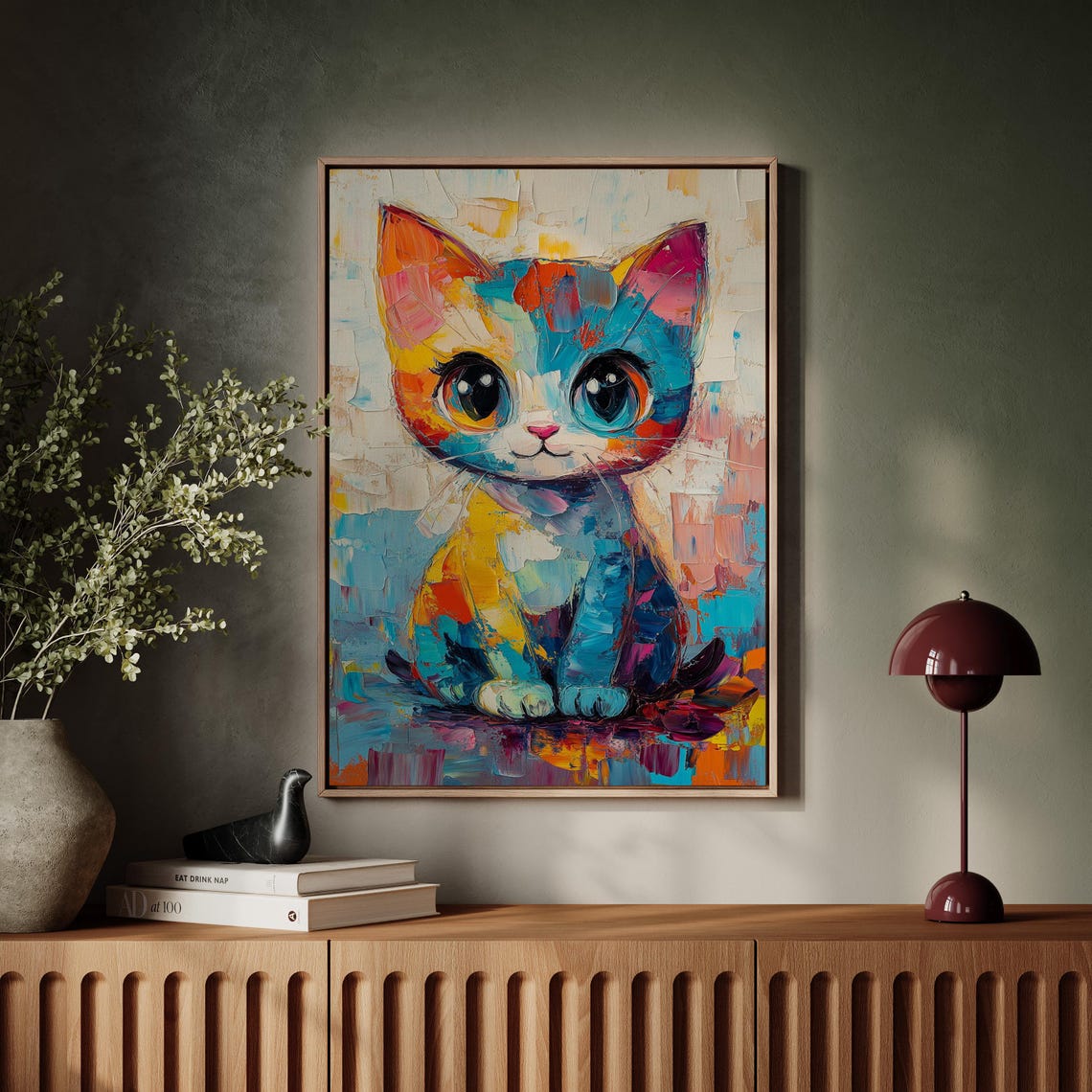 Colorful Abstract Kitten with Big Eyes Pop Art Cat Portrait Poster - Image 7