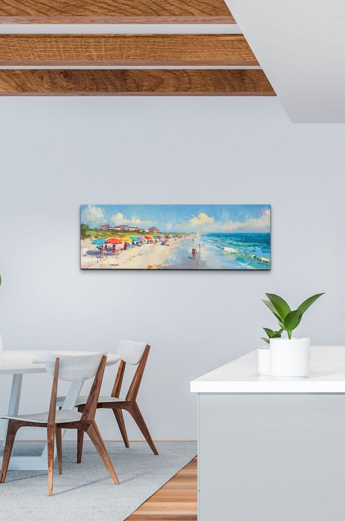 Sunny Beach with Colorful Umbrellas Impressionist Seaside Poster - Image 5
