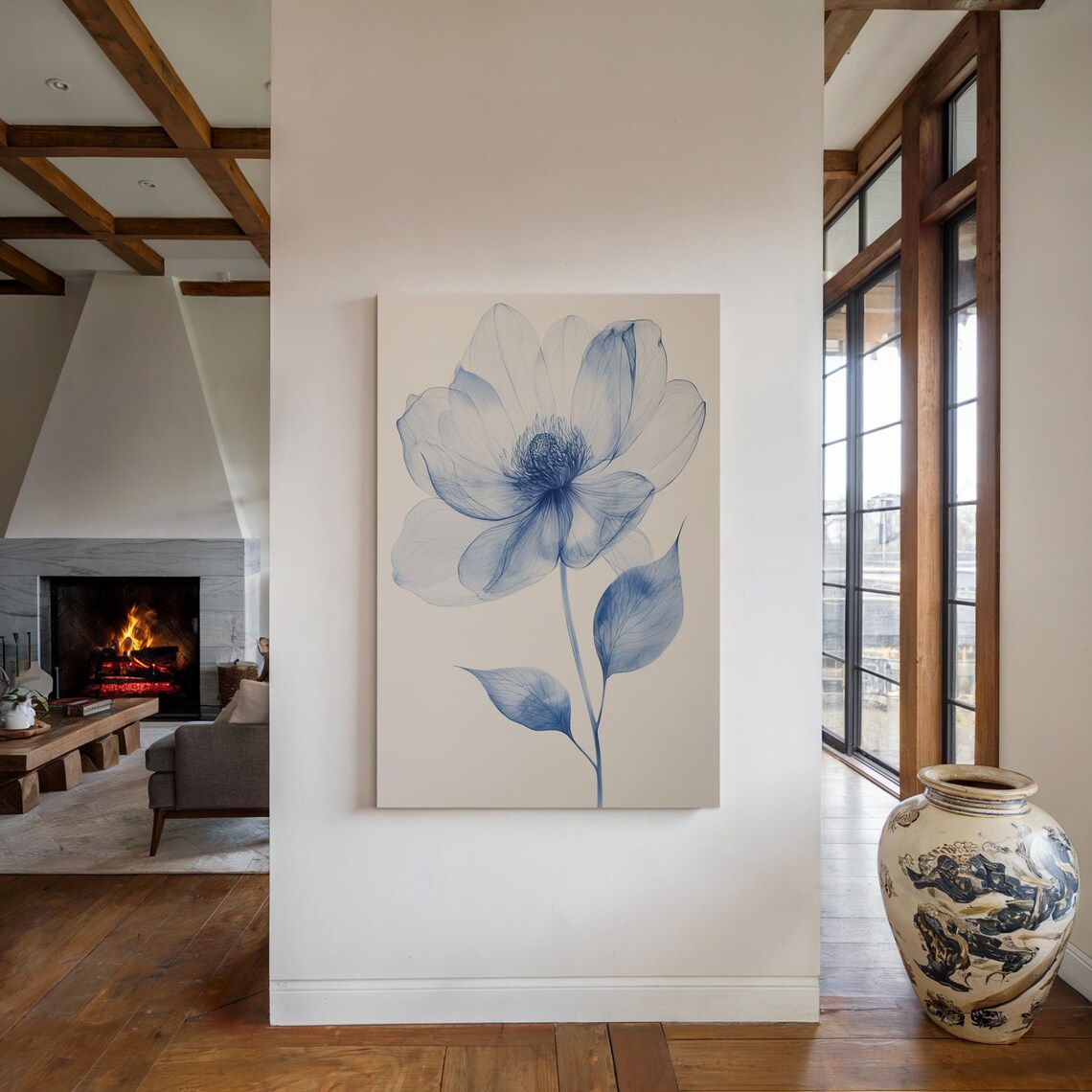 Blue Botanical Watercolor Flower Print, Minimalist - Image 5