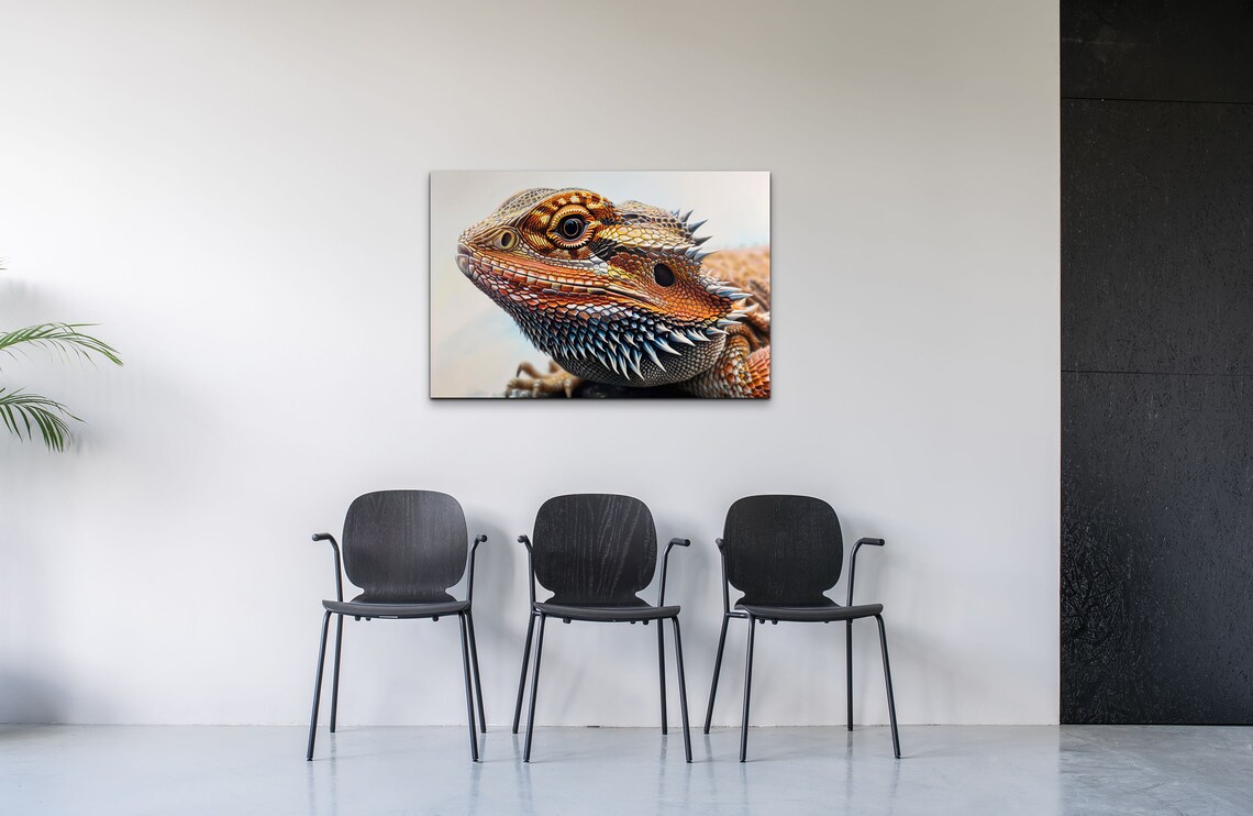 Bearded Dragon Head Close Up Vivid Scales Reptile Art Poster - Image 7