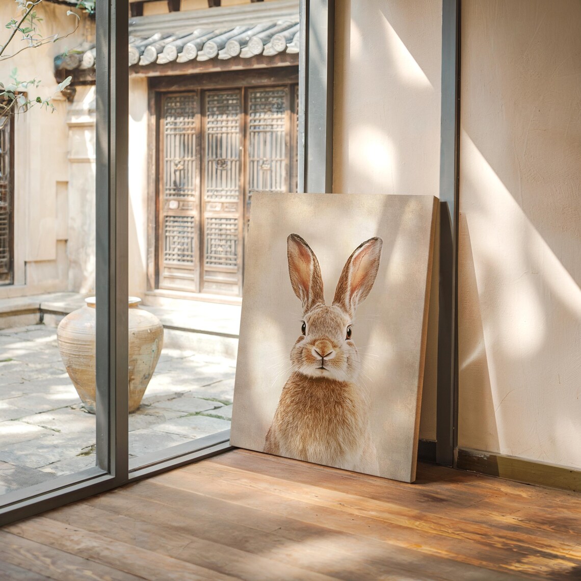 Rustic Bunny Portrait, Whimsical Animal Art Print - Image 7