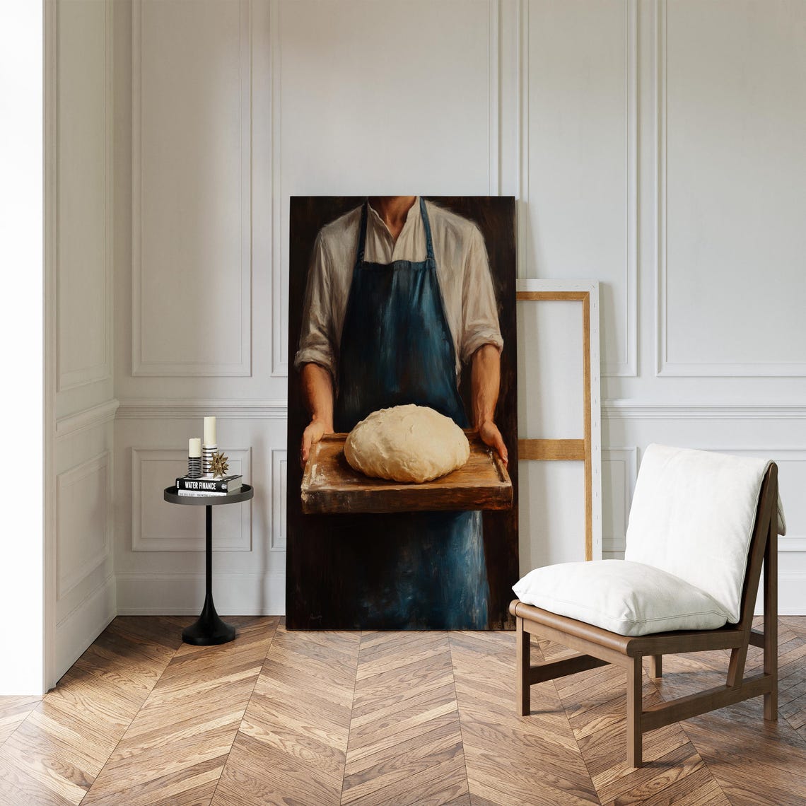 Artisan Baker Holding Fresh Bread Dough Rustic Oil Painting Poster - Image 5