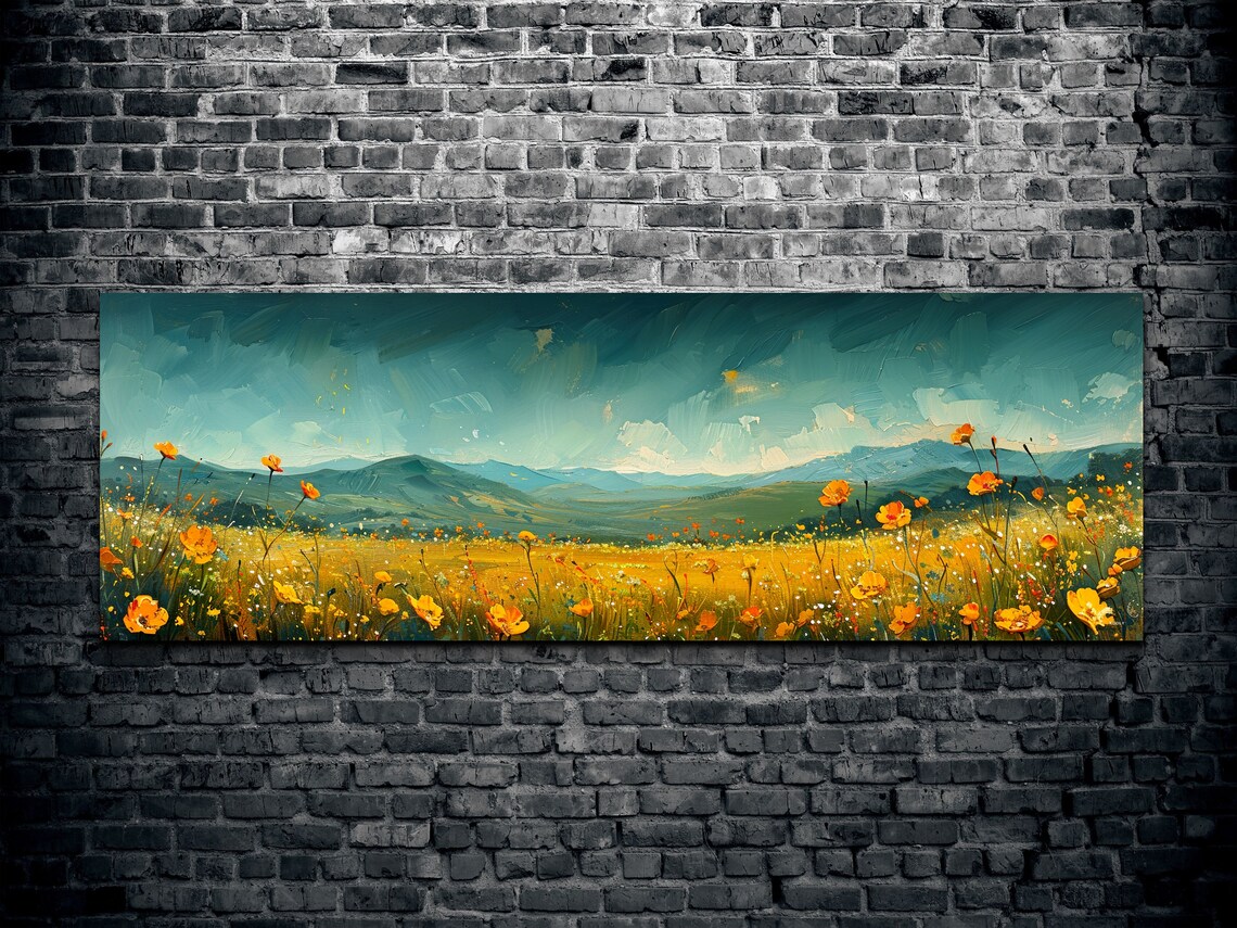 Green Meadow Landscape, Van Gogh Style Art Print - Image 2