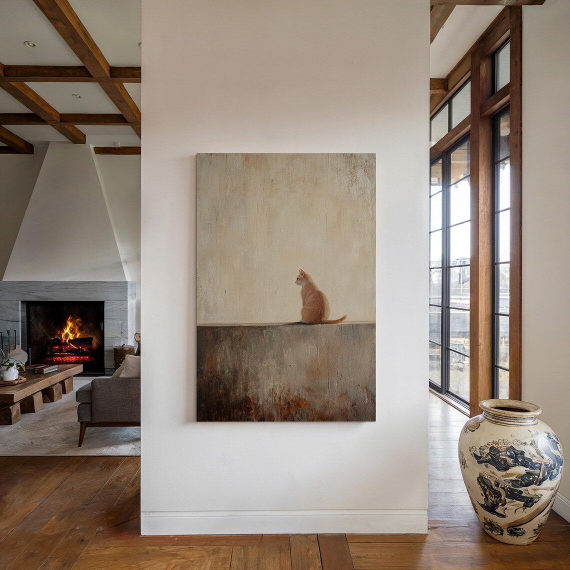 Minimalist Cat Wall Art, Modern Rustic Decor - Image 4