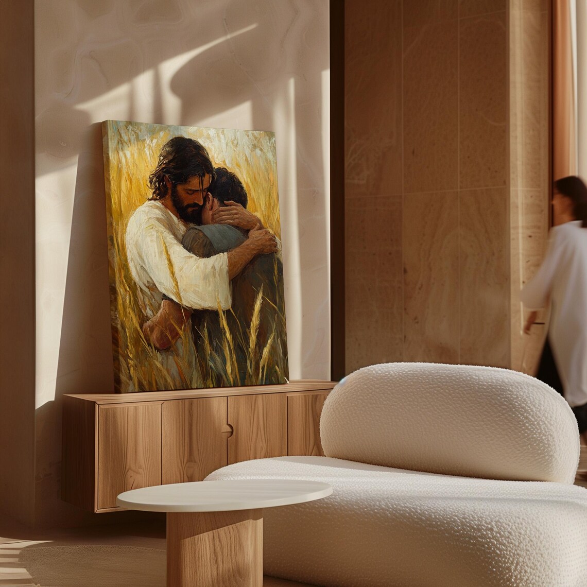 Jesus Embracing a Man in a Wheat Field Art Print - Image 7