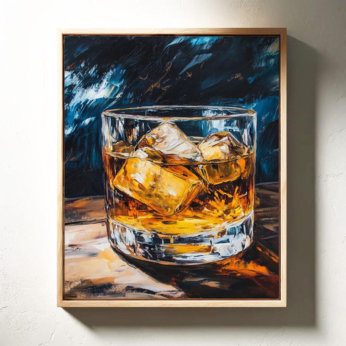 Whiskey Glass on the Rocks Moody Oil Painting Bar Wall Poster - Image 3