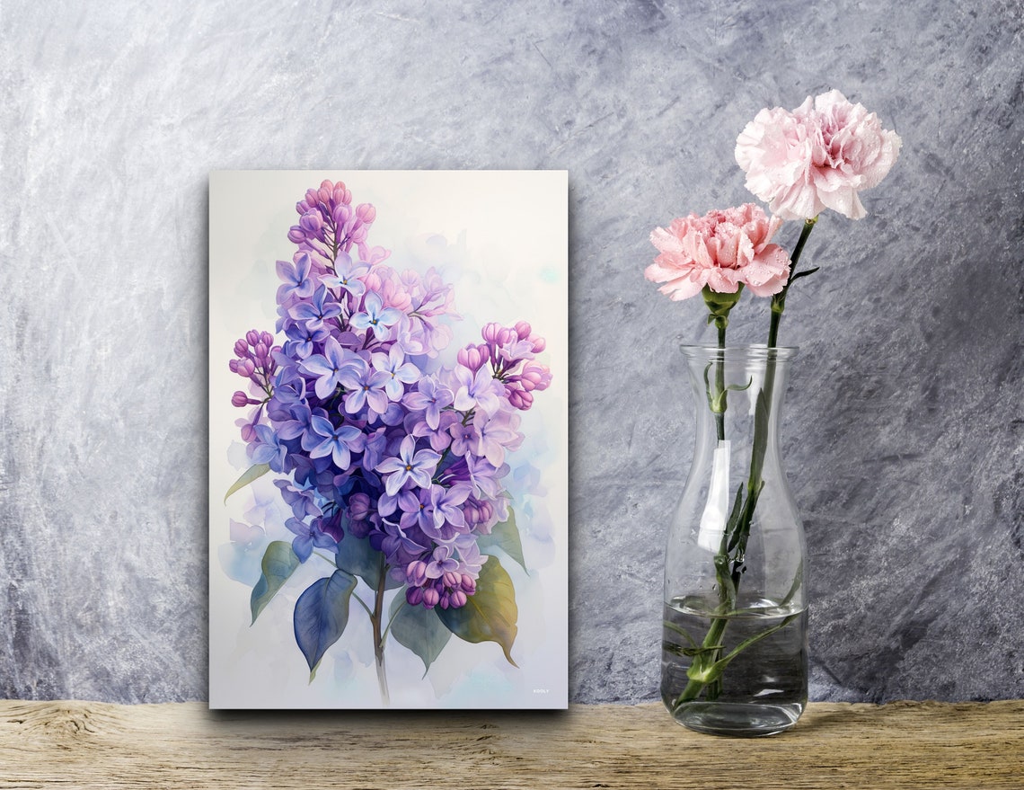 Purple Lilac Cluster Watercolor Bloom Botanical Floral Art Poster