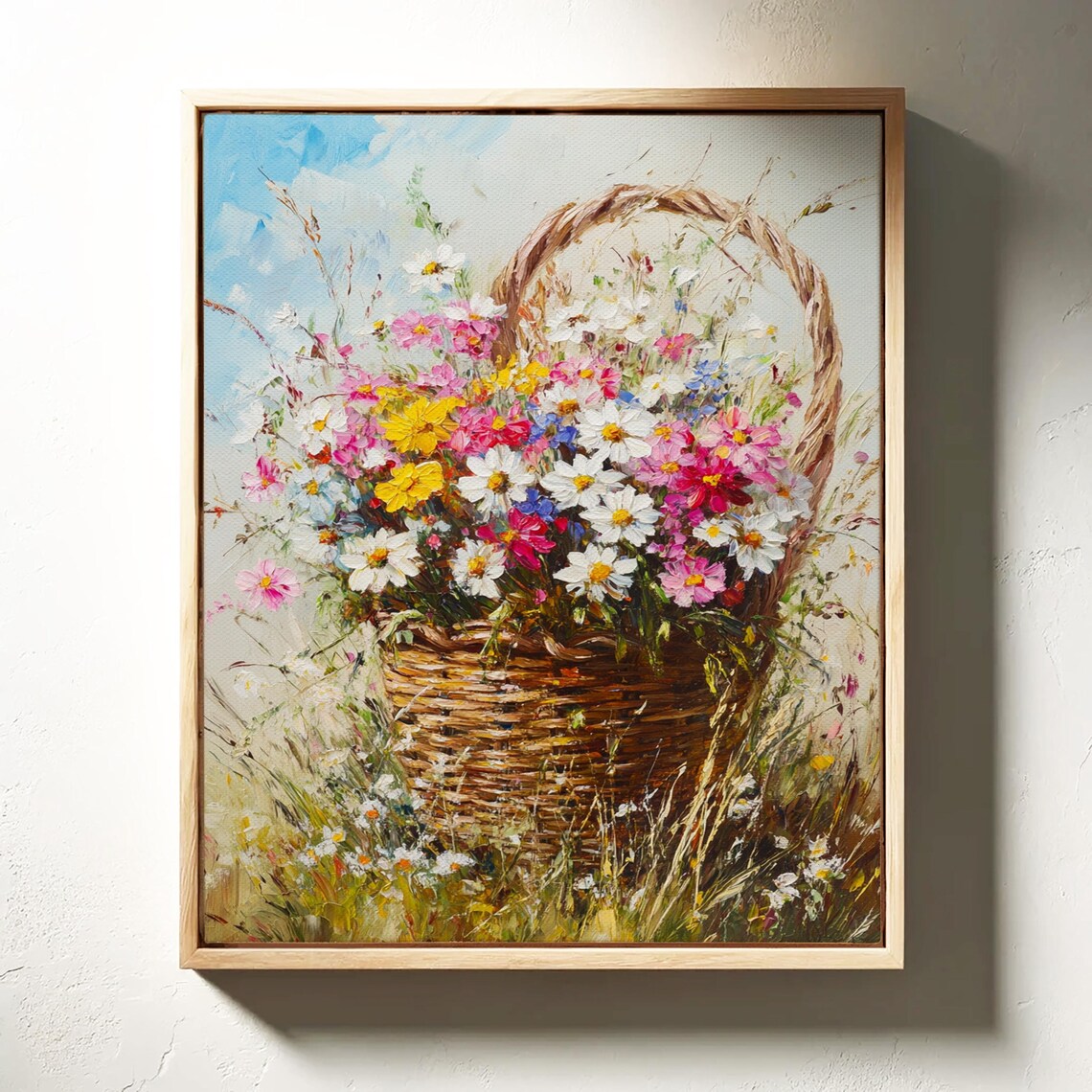 Wicker Basket Of Wildflowers Daisy Meadow Colorful Floral Poster - Image 4