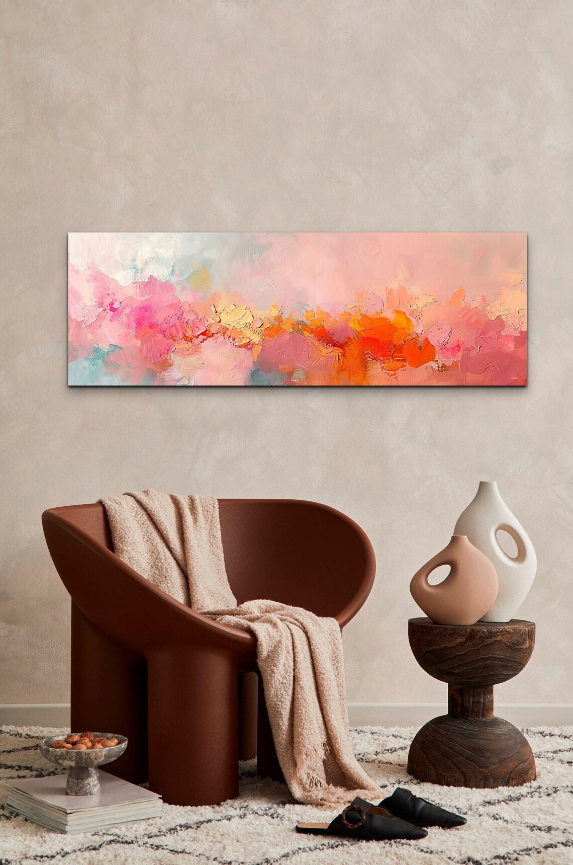 Panoramic Abstract Pink Color Swatch Art Print - Image 5