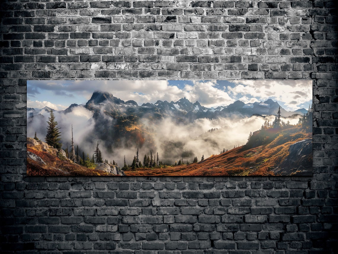 North Cascades Misty Mountain Peaks in Rolling Clouds Poster - Image 2