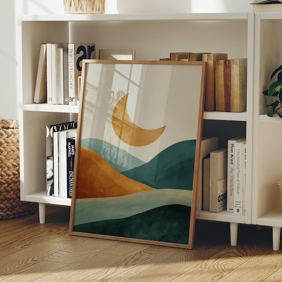 Abstract Crescent Over Hills Art Print