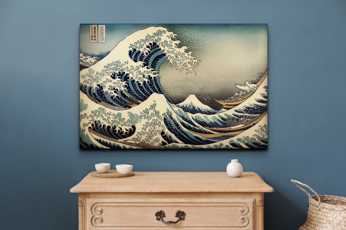 Hokusai The Great Wave With Japanese Cartouche Classic Poster