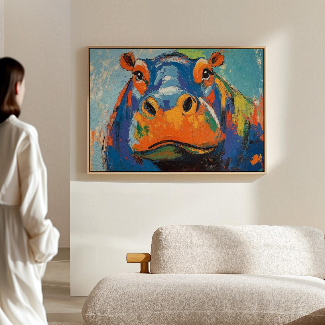 Vibrant Abstract Hippo Portrait Art Print - Image 6