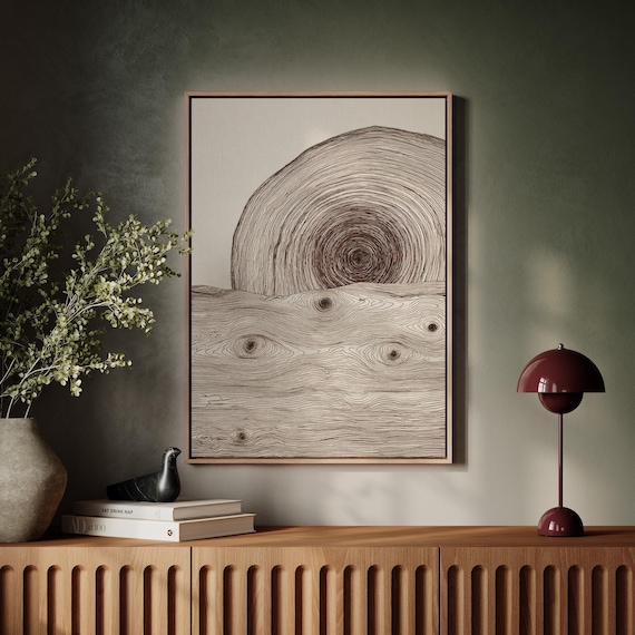 Minimalist Wood Grain Line Art In Neutral Tones
