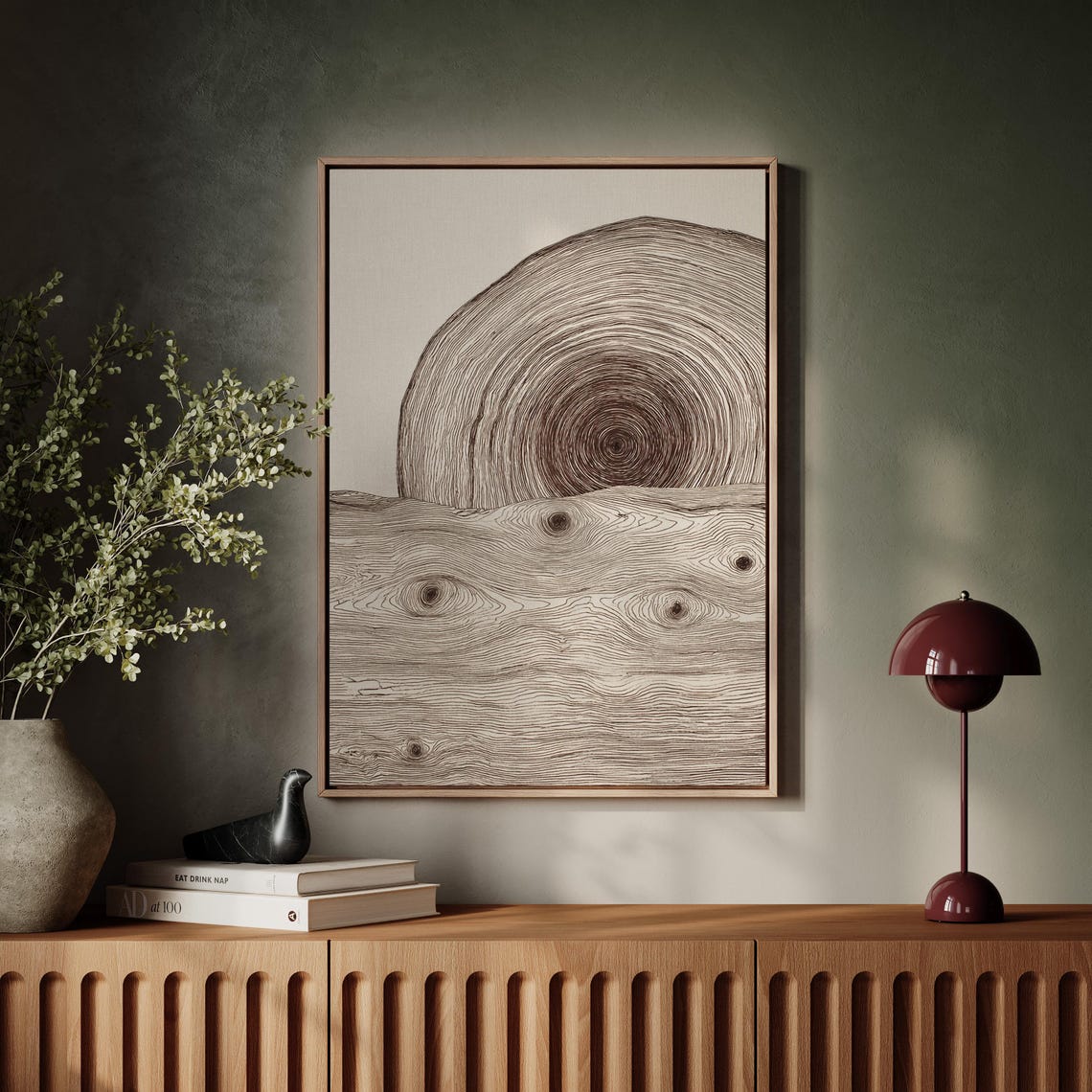 Minimalist Wood Grain Line Art In Neutral Tones