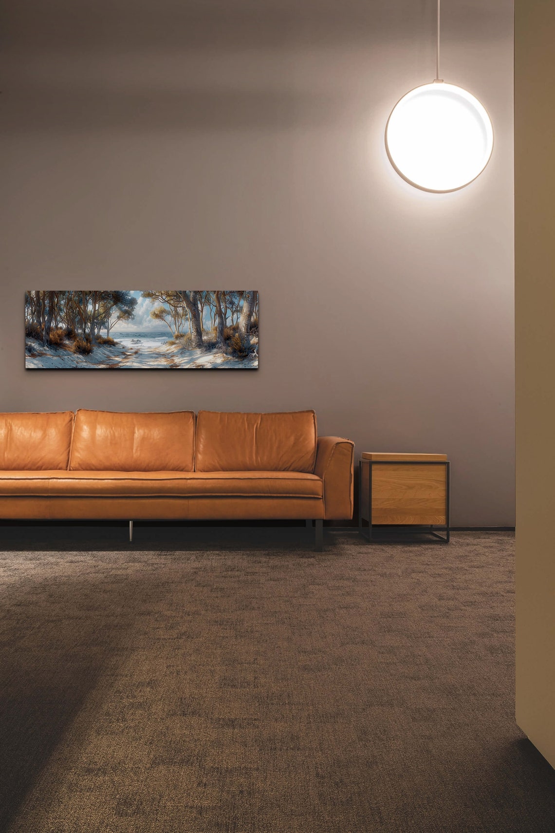 Pine Forest Path Leading to the Beach Ocean View Panorama Wall Art - Image 5