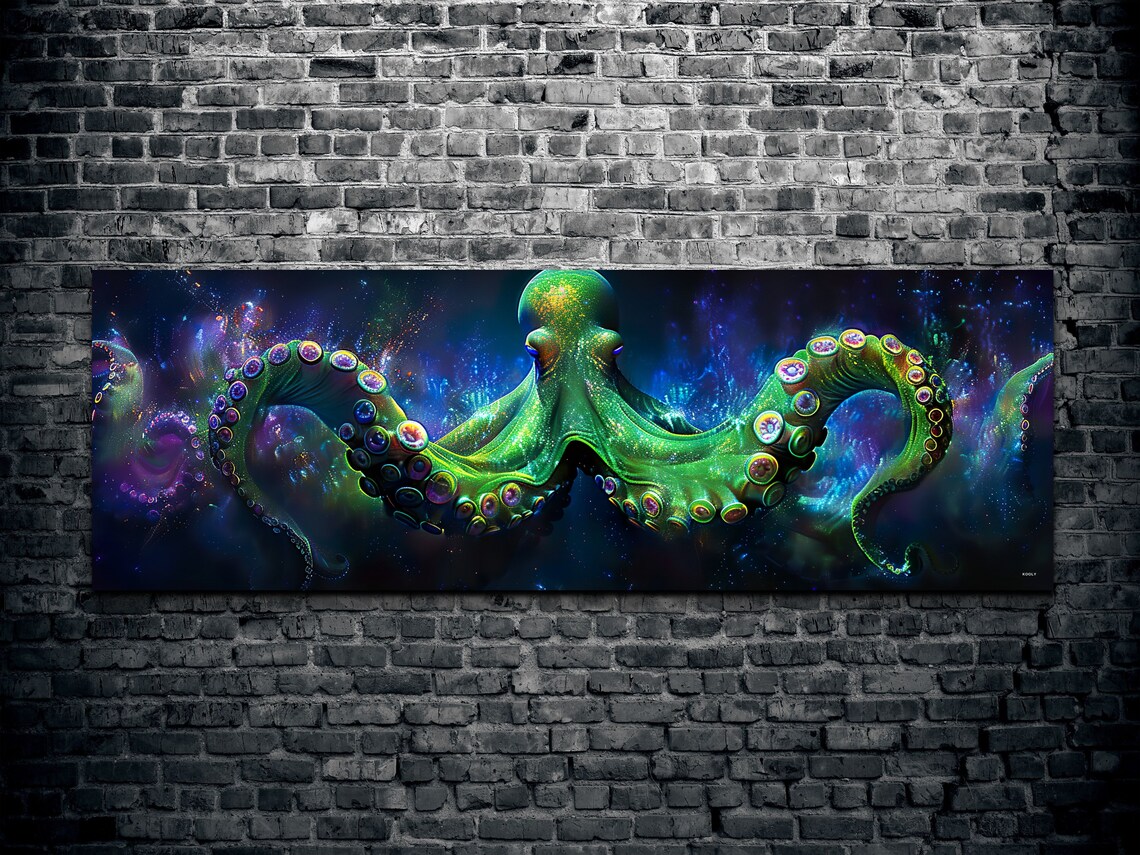 Luminescent Octopus Art Print, Contemporary Sea Life - Image 2