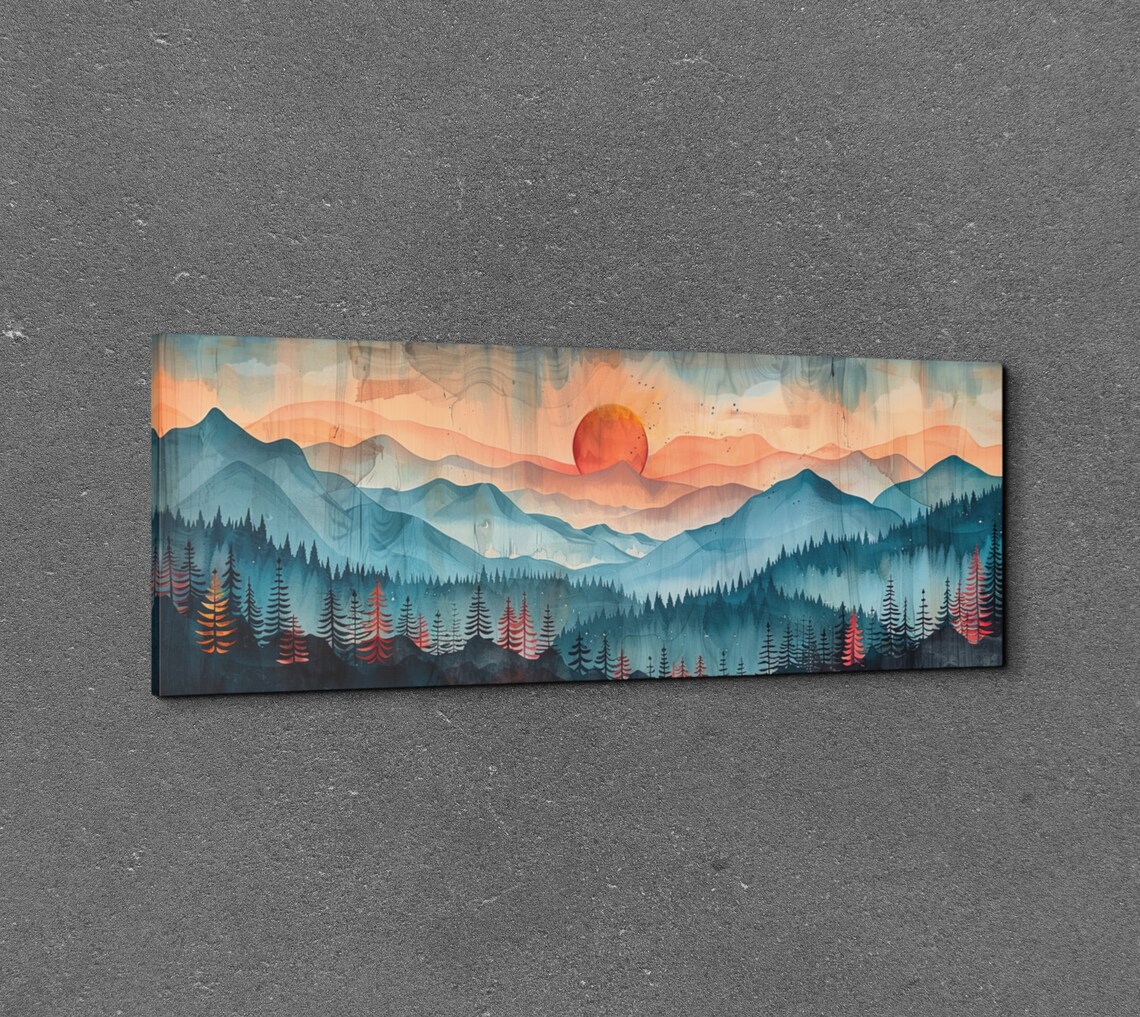 Rocky Mountain Mid-Century Modern Panoramic Art Print - Image 3