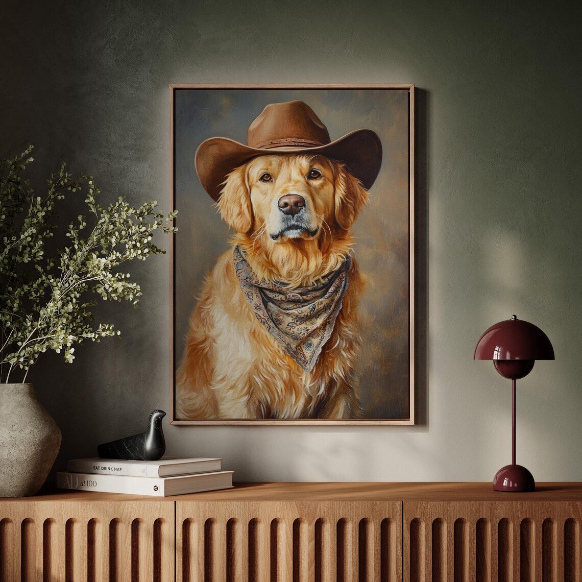 Golden Retriever Cowboy, Rustic Farmhouse Art Print - Image 5