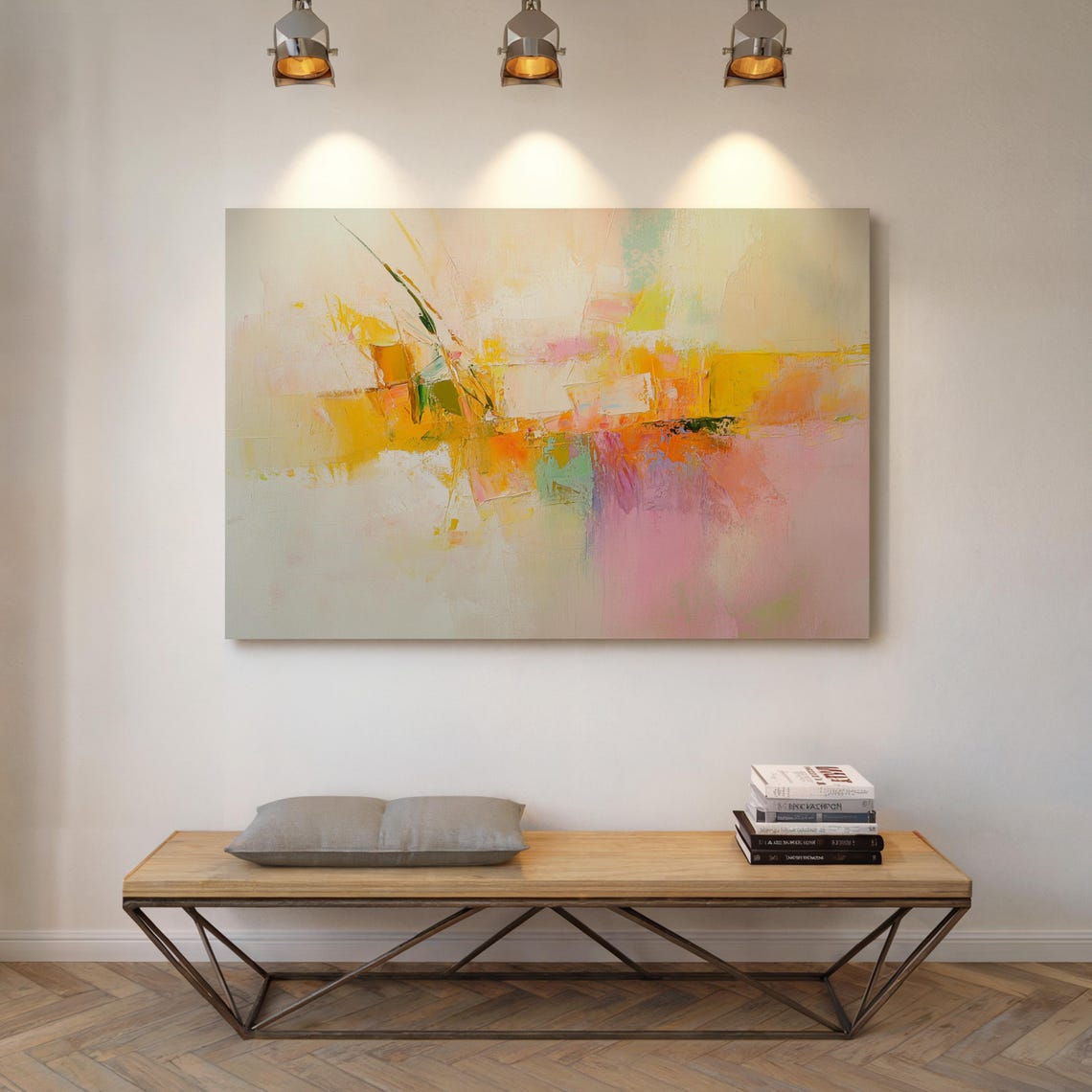 Yellow Pink Orange Pastel Abstract Soft Blend Modern Art Poster - Image 5