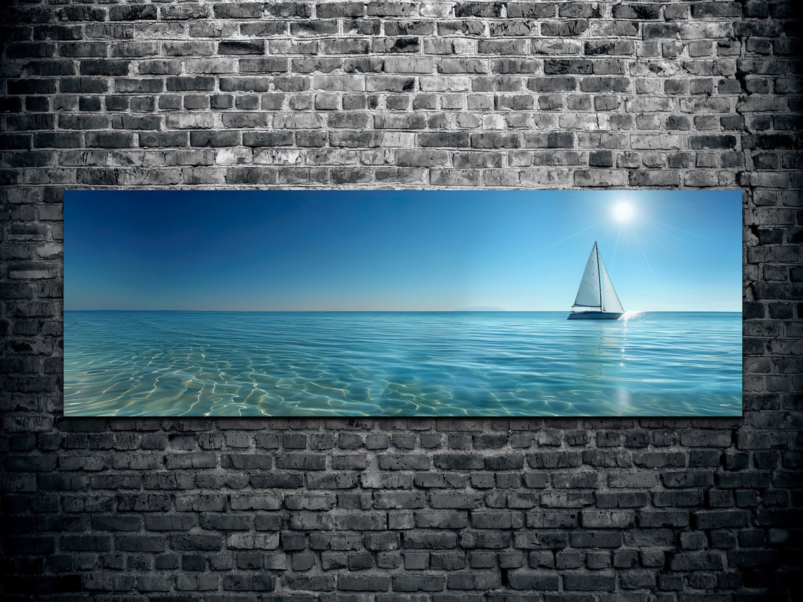 Bright Sailboat Sailing on Crystal Clear Turquoise Water Poster - Image 2