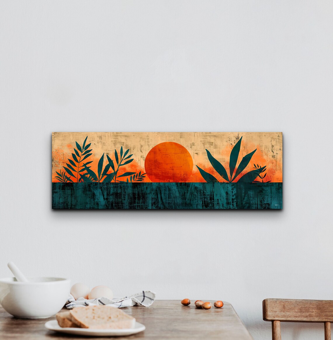 Panoramic Geometric Mid Century Modern Sunrise - Image 4