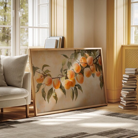 Peach Branch Art, Rustic Farmhouse Kitchen Decor