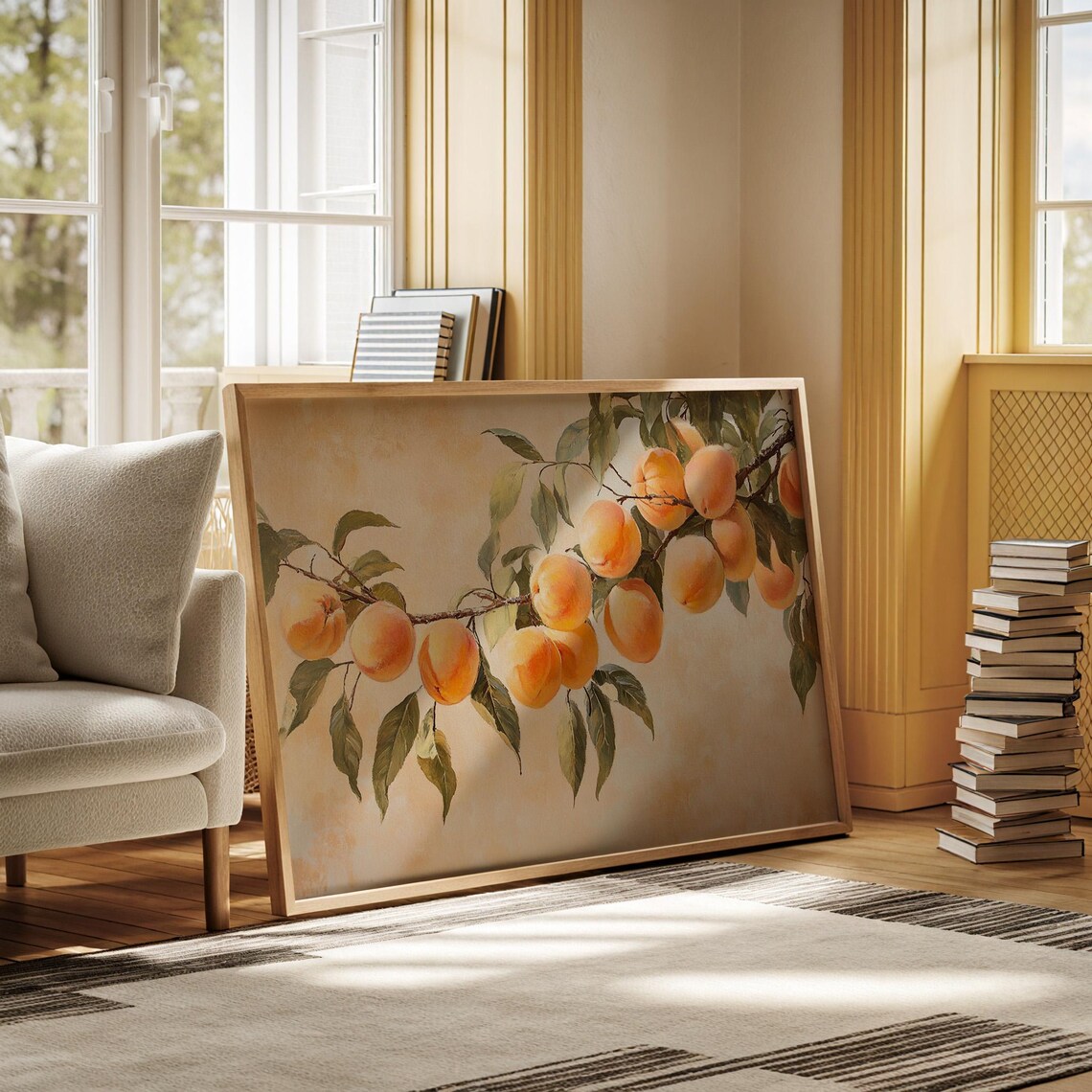 Peach Branch Art, Rustic Farmhouse Kitchen Decor