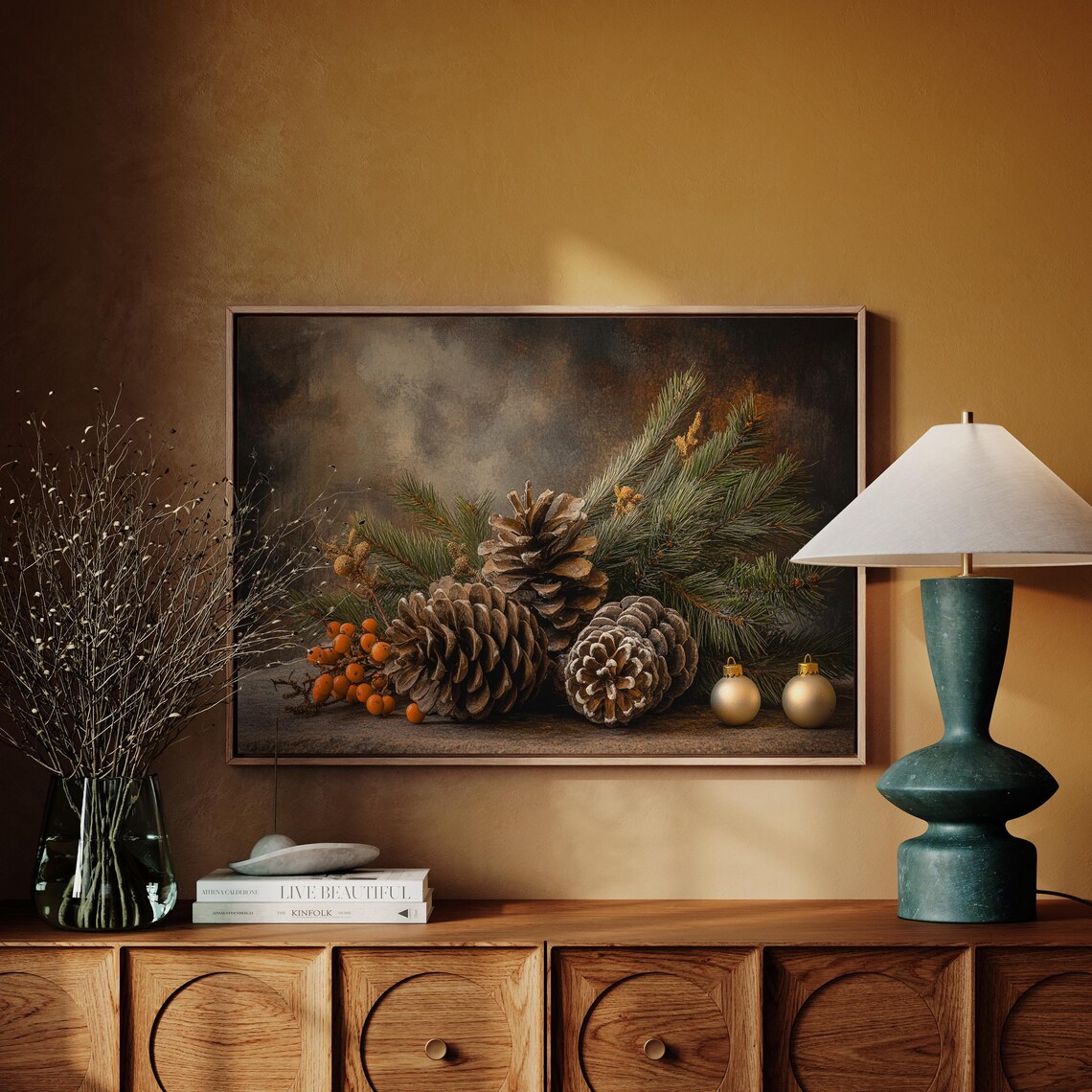 Rustic Holiday Pinecone And Evergreen Arrangement - Image 6