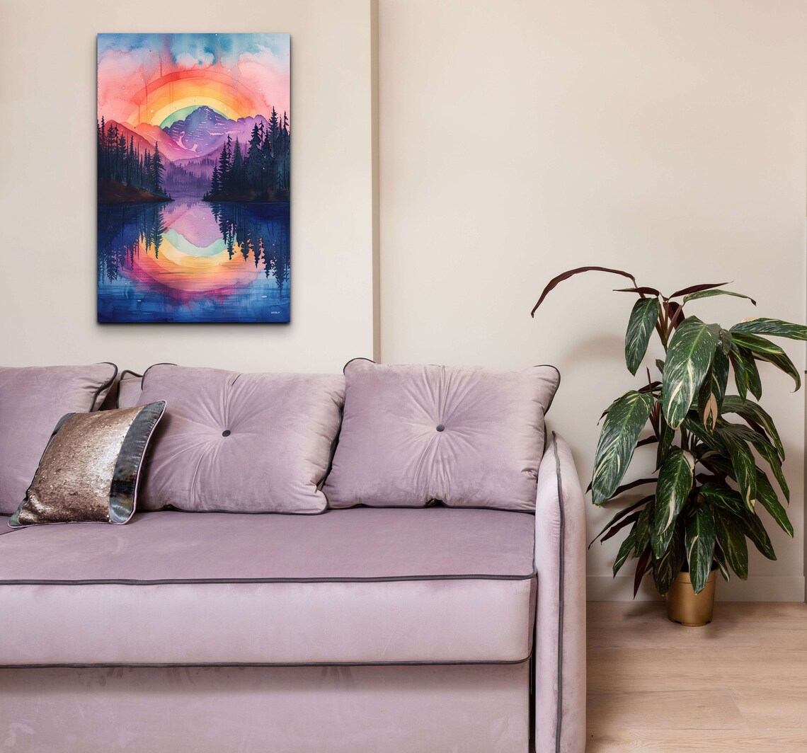 Watercolor Rainbow Mountain Art Print - Image 6