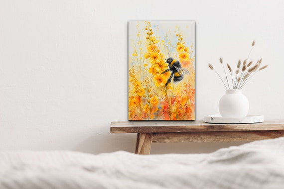 Watercolor Bumble Bee Art Print, Insect Wall Decor