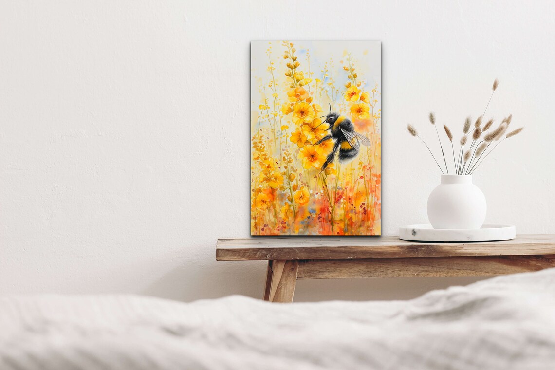 Watercolor Bumble Bee Art Print, Insect Wall Decor