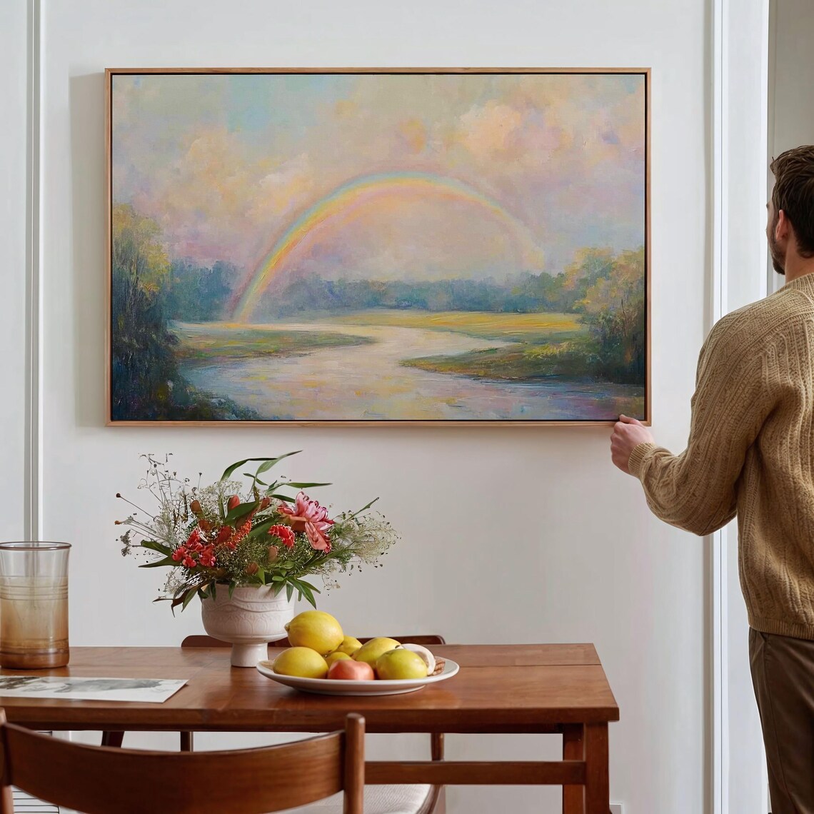 Pastel Rainbow Over Serene River Art Print - Image 5