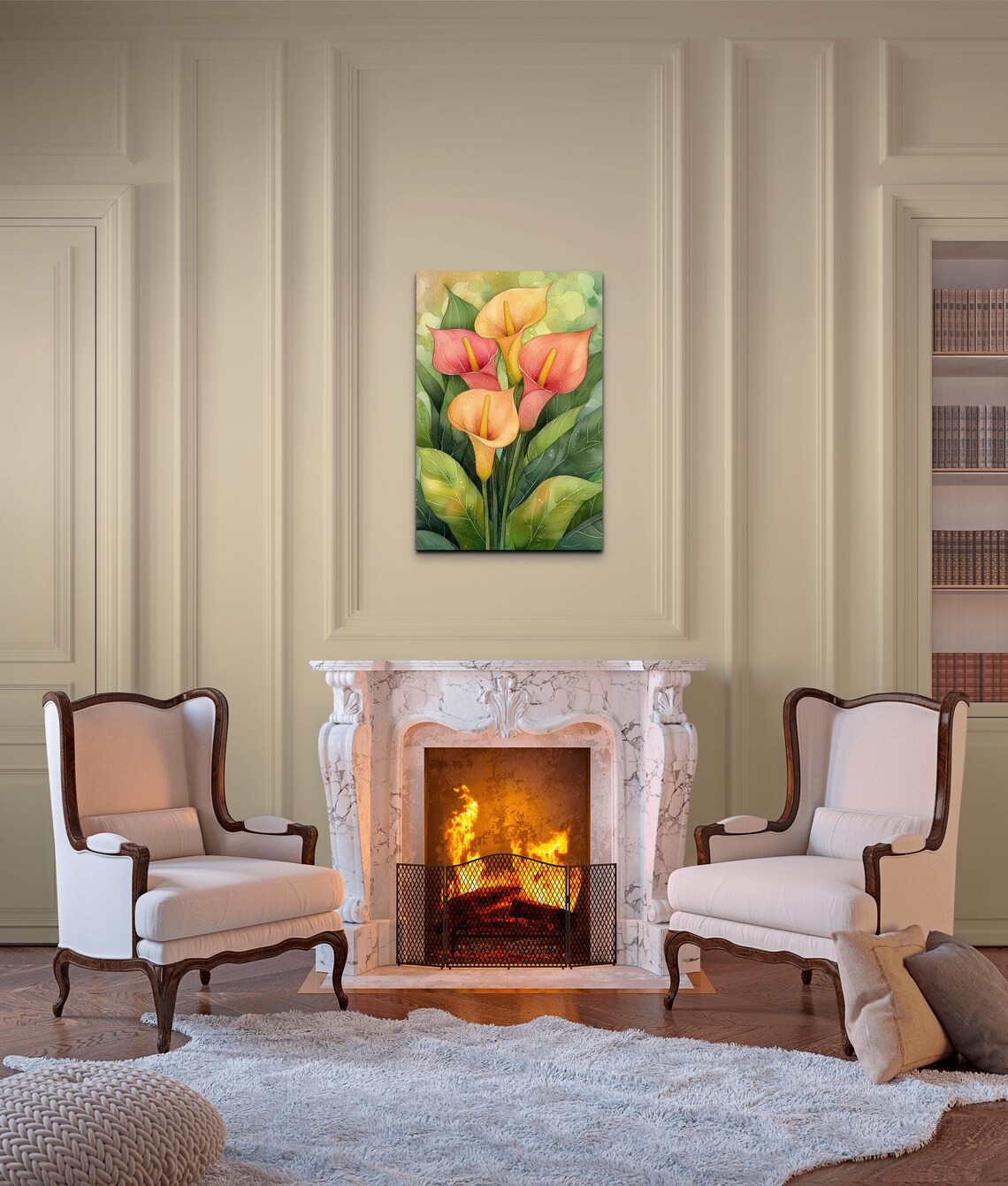 Blush Pink Peach Calla Lily Blooms Watercolor Floral Art Poster - Image 6
