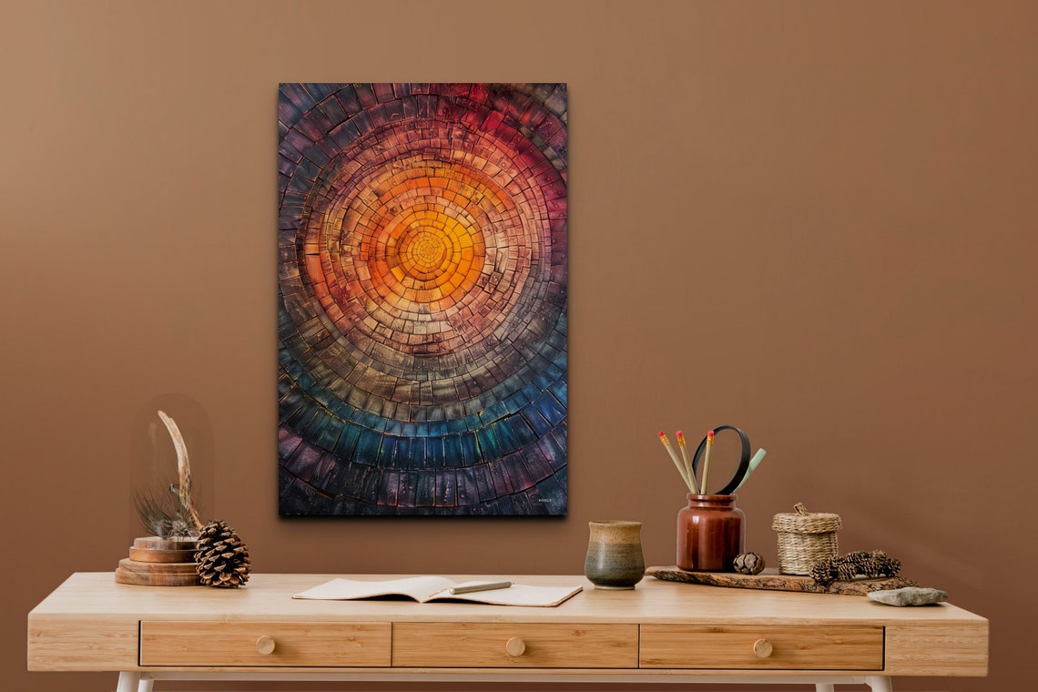 Colorful Concentric Circle Mosaic Brick Pattern Abstract Poster - Image 6