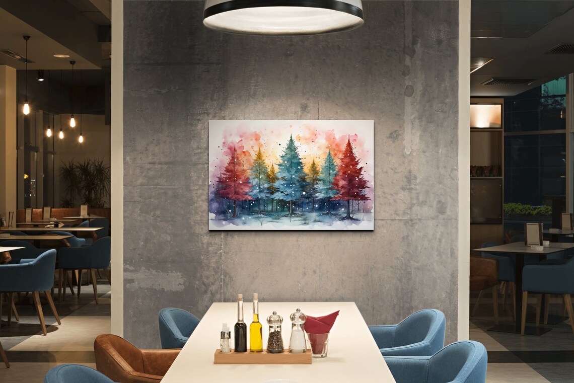 Christmas Tree Winter Landscape, Art Print - Image 4