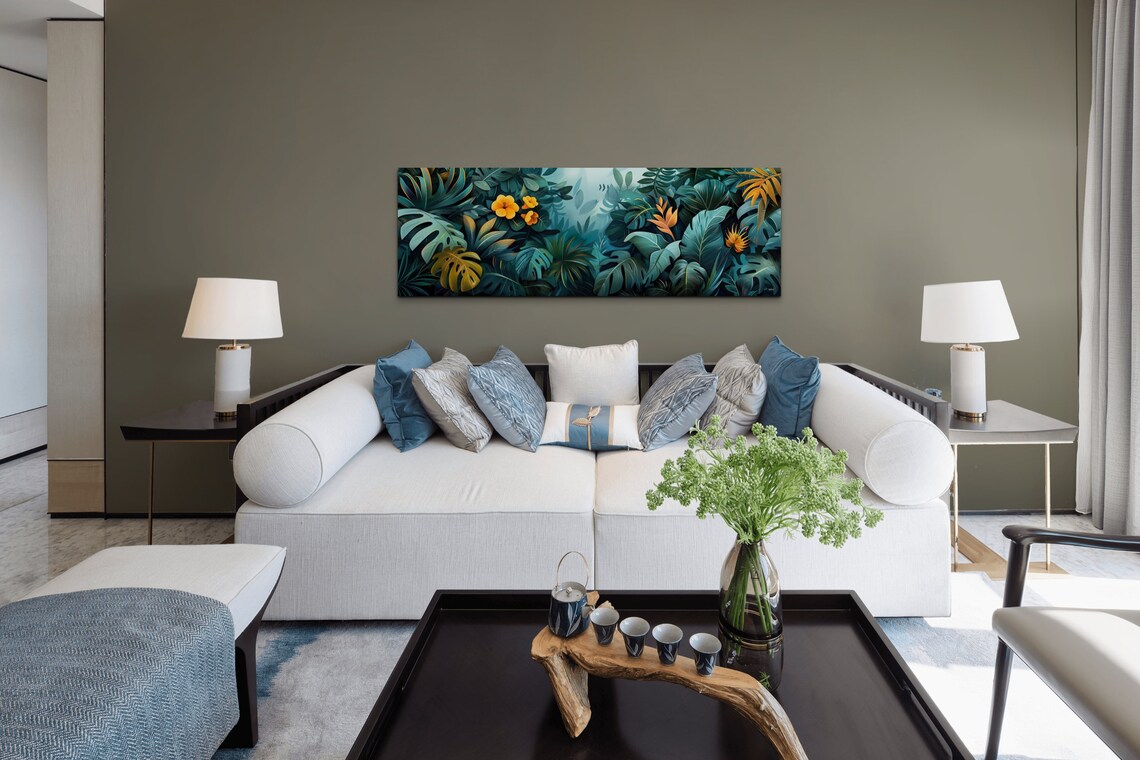 Tropic Botanical Floral Scene, Mid-Century Modern - Image 6