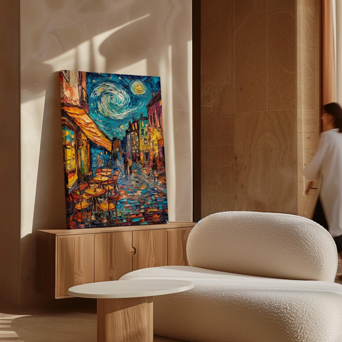 Starry Night Street Cafe Scene Swirling Impressionist Impasto City Poster - Image 7