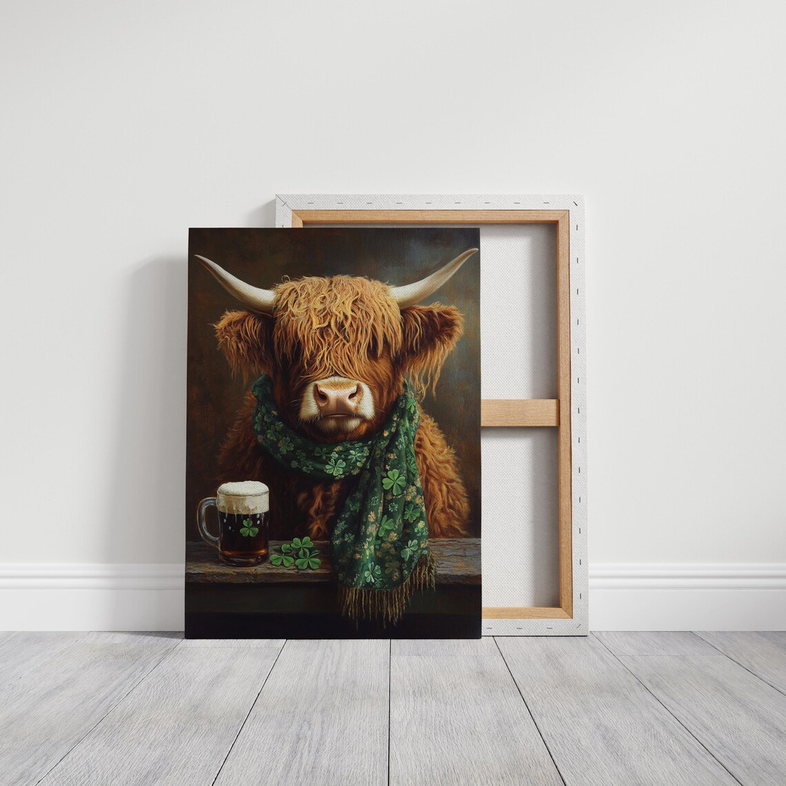 Highland Cow With Shamrock Scarf and Beer Mug Irish Fun Poster - Image 5