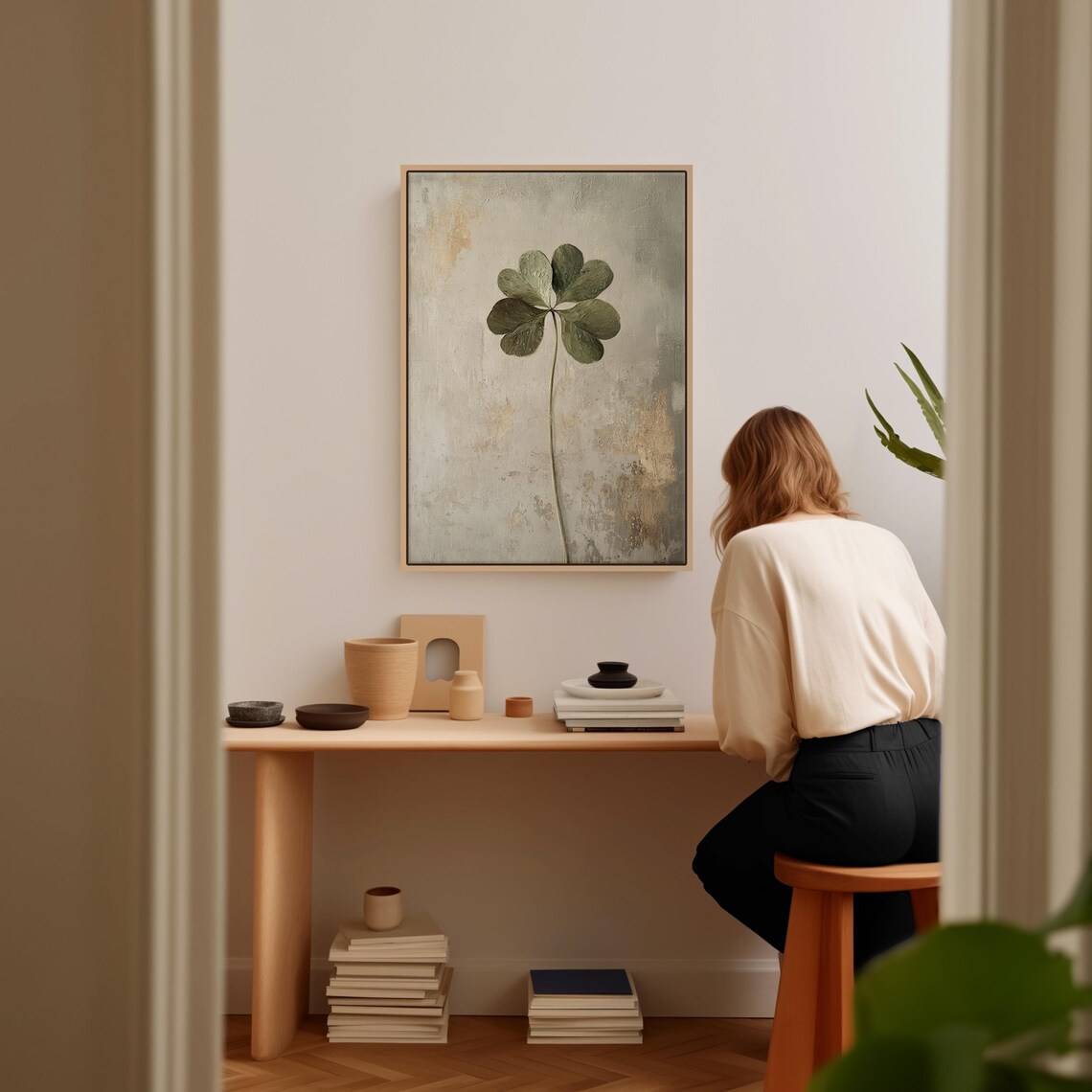 Four Leaf Clover, Rustic Minimalist Art Print - Image 3