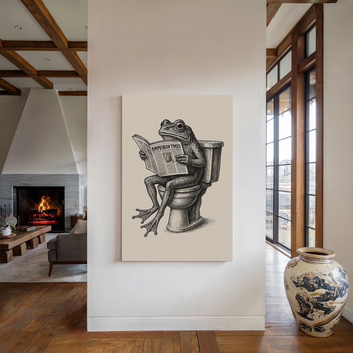 Funny Frog Bathroom Art, Vintage Bathroom Humor - Image 4